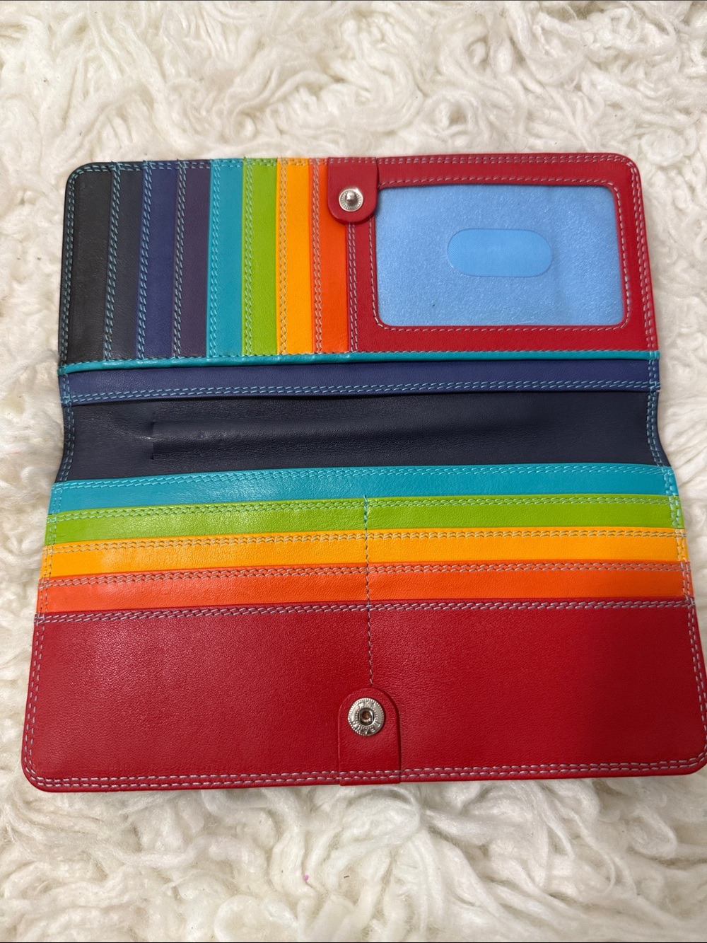 Mywalit Leather Multicolored Wallet with Teal Accent